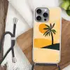 Illustratie - Palmboom - Zon - Heuvels Hoesje iPhone 16 Pro Max met koord klein -sfeer4