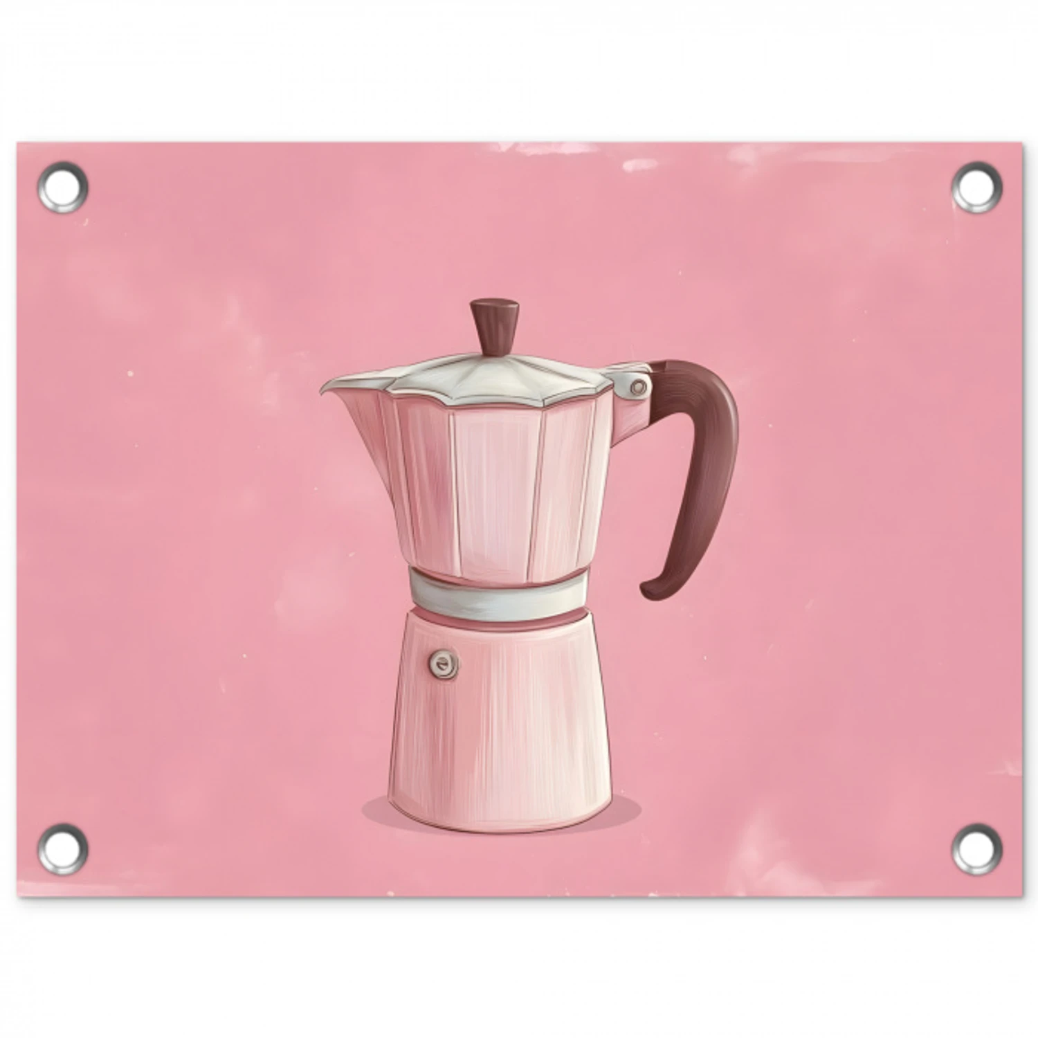 Roze - Mokkapot - Illustratie - Koffie tuinposter los doek klein -3d