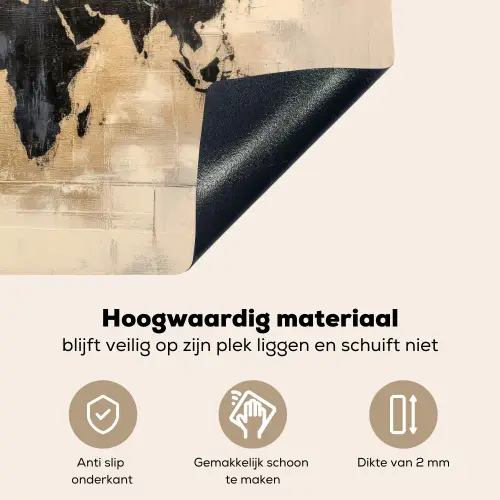 Wereldkaart - Goud - Zwart - Abstract Inductie beschemer met haakjes klein -ky-onderkant-nl
