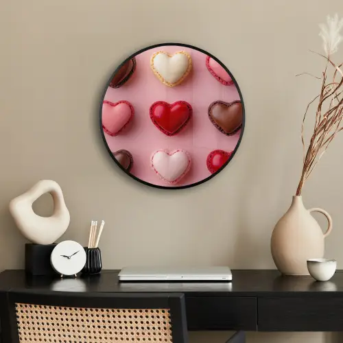 Macarons - Hartjes - Kleurrijk - Roze Fotolijst rond zonder passe partout klein -sfeer1