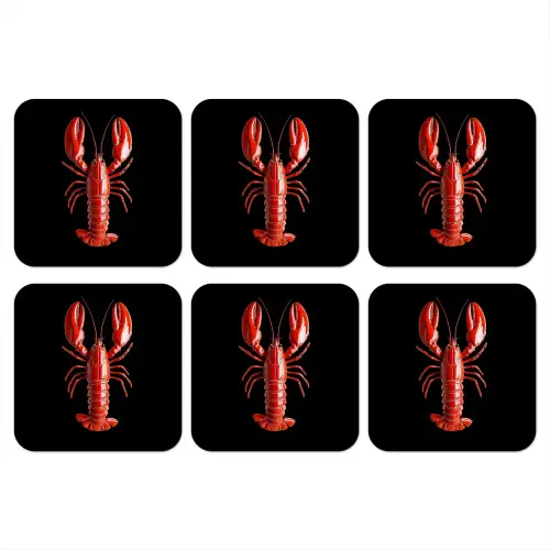 Kreeft - Glossier Rood - Zwart onderzetter kurk middel -3d