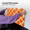 Oranje - Ruitpatroon - Wit Inductie beschemer met haakjes klein 777 -ky-ophangen-nl