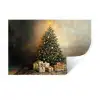 Kerstboom - Cadeaus - Goud Muursticker klein -3d