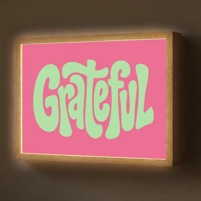 Grateful - Groen - Grafisch - Vloeiend Light Box met batterij (Wandlamp) middel -z3d_website