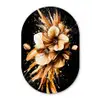 Bloemen - Goud - Graffiti - Zwart - Abstract Wandcirkel Ovaal Glas middel -3d