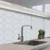 Tegel - Patroon - Beige - Blauw keuken achterwand 2 middel 871 -3d_schuin