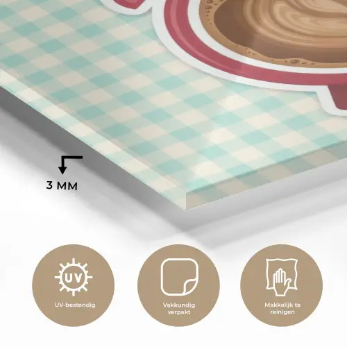 Koffie - Klok - Groen plexiglas 5mm klein -sfeer2