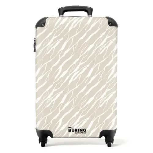 Witte lijnen over beige achtergrond NBS - Handbagage koffer - Kinderen Unisex middel -productfoto_recht