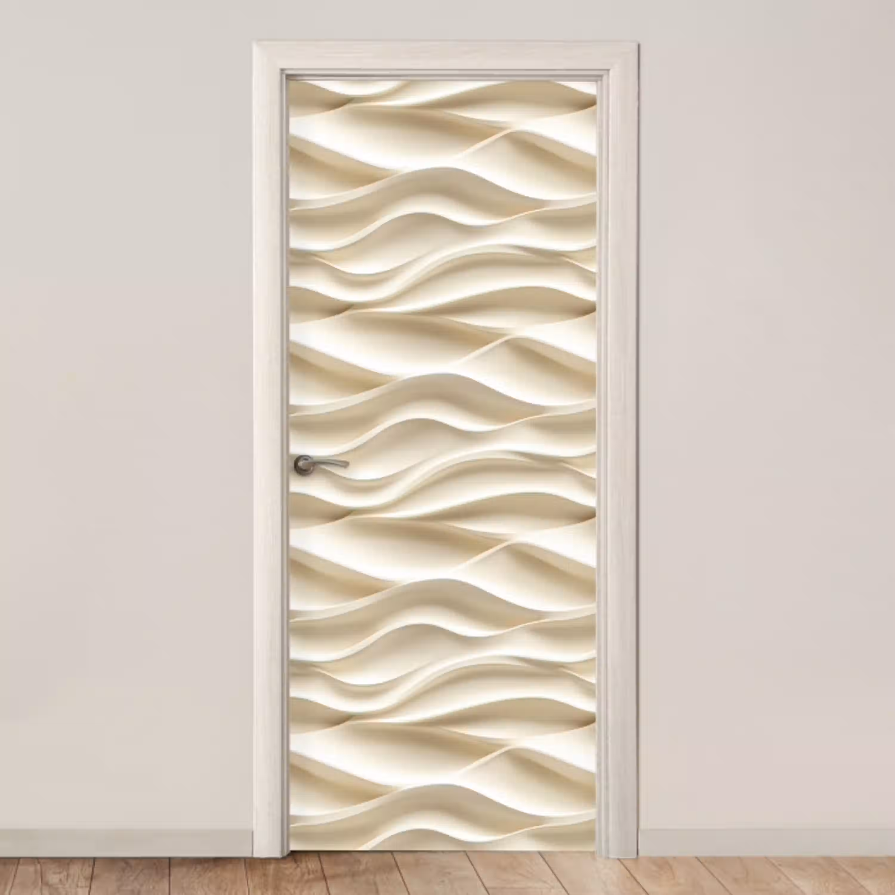 Lijnen - Golvend - Crème deurposter klein 289 -3d_beige