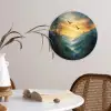 Vogels - Zon - Bomen - Groen Wandcirkel kunststof plaat 5mm dik klein -sfeer4