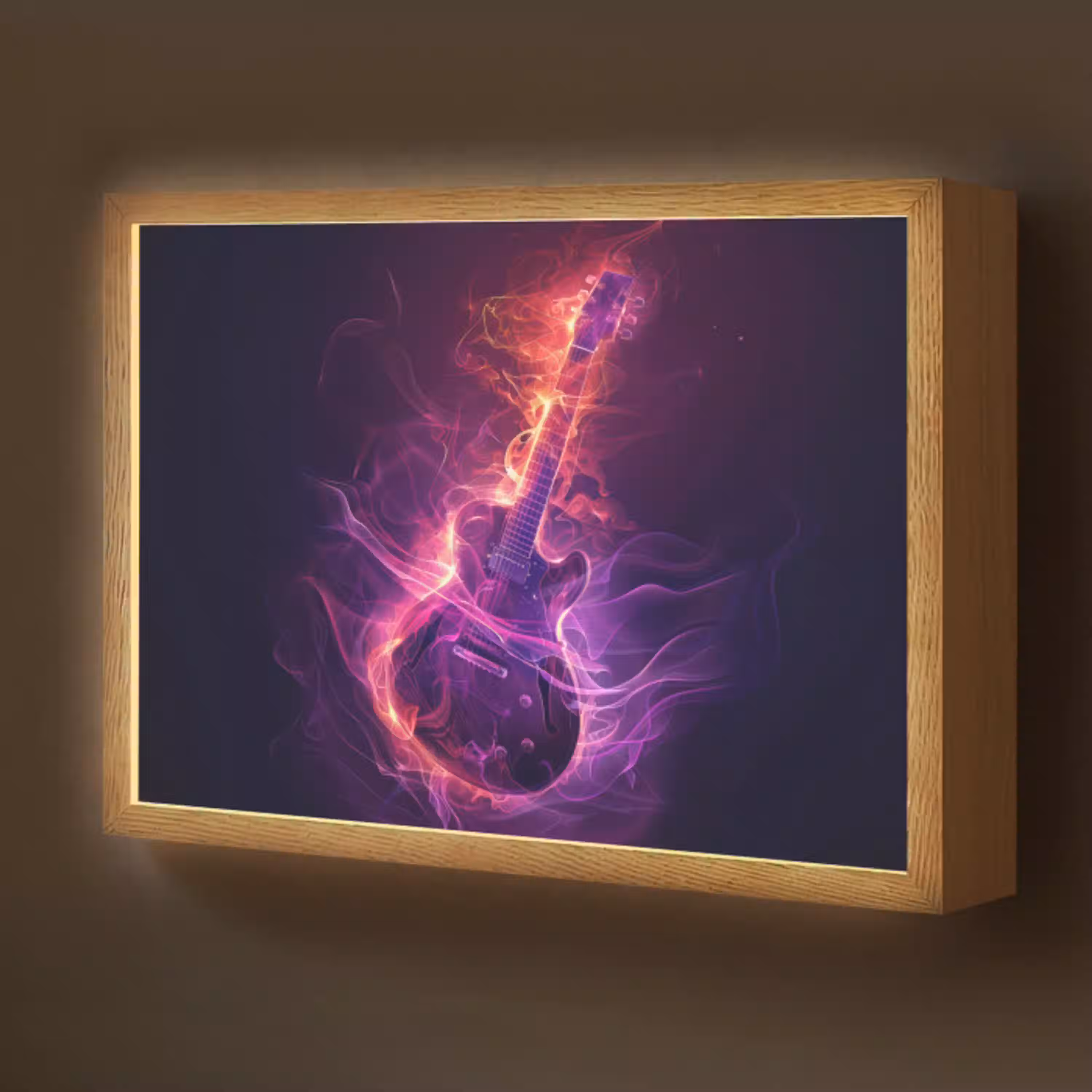 Gitaar - Muziek - Rook - Paars Light Box met batterij (Wandlamp kind) middel -z3d_website