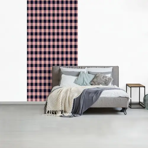 Plaid - Patroon - Roze - Zwart fotobehang vinyl groot 64 -slaapkamer