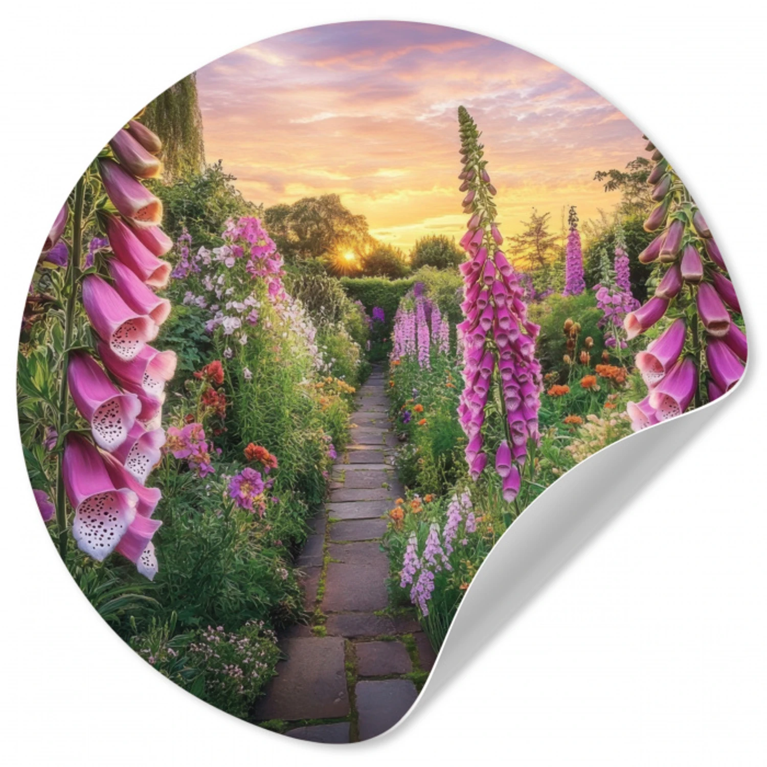 Vingerhoedskruid - Bloemen - Tuin Wandcirkel behangsticker klein -3d