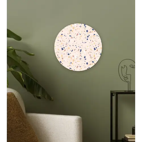 Terrazzo -  Patroon - Kleurrijk - Indigo Wandcirkel kunststof plaat 5mm dik klein 188 -sfeer3