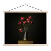 Rode - Bloemen - Vaas textielposter latten blank klein -3d