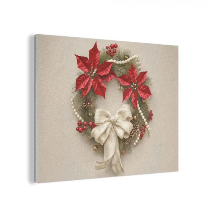 Deurkrans - Strik - Kerst - Rood - Groen PET vilt klein -3d