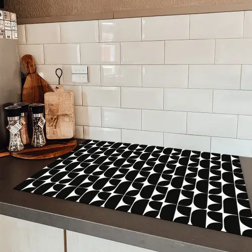 Modern - Geometrisch - Zwart Inductie beschermer vinyl 3mm klein 276 -sfeer3