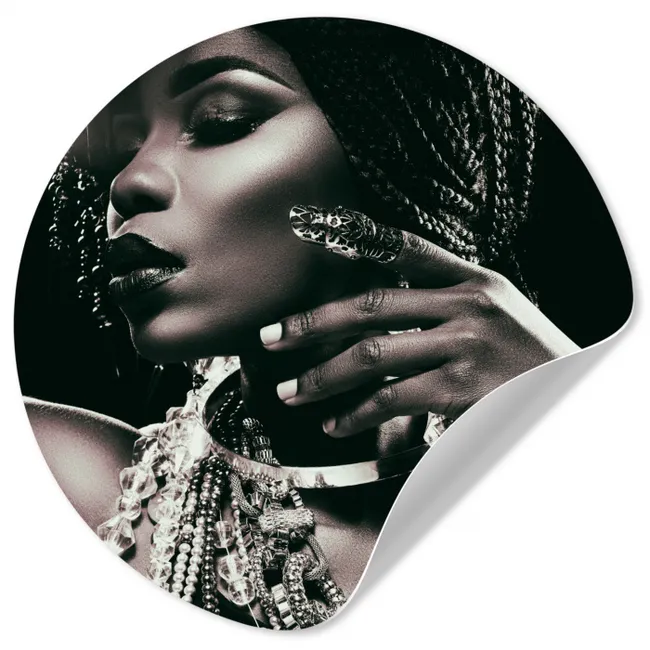 Sieraden - Vrouw - Ring - Zwart - Wit - Luxe Wandcirkel behangsticker klein -3d