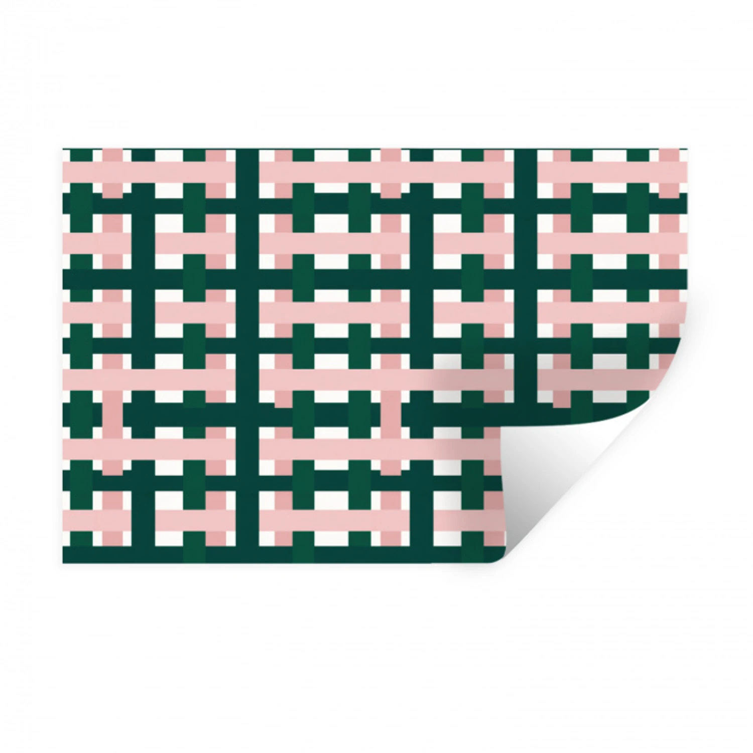 Vlechtpatroon - Groen - Roze - Grafisch Muursticker klein 286 -3d
