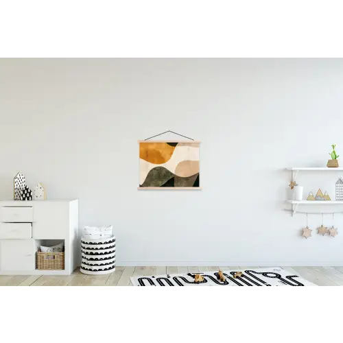 Vormen - Okergeel - Abstract textielposter latten blank klein -kinderkamer