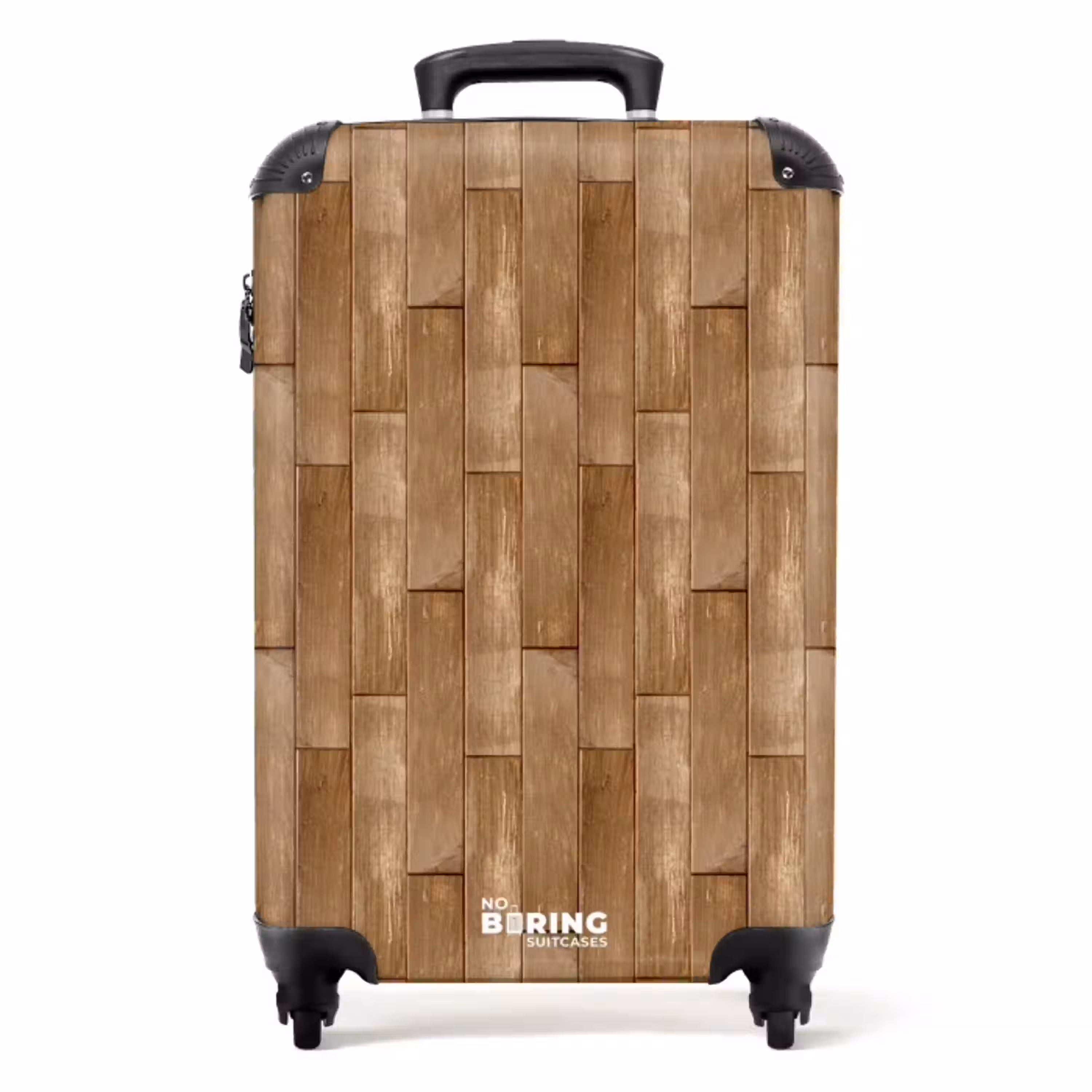 Lichtbruine houten planktextuur NBS - Handbagage koffer - Volwassenen Unisex middel -productfoto_recht