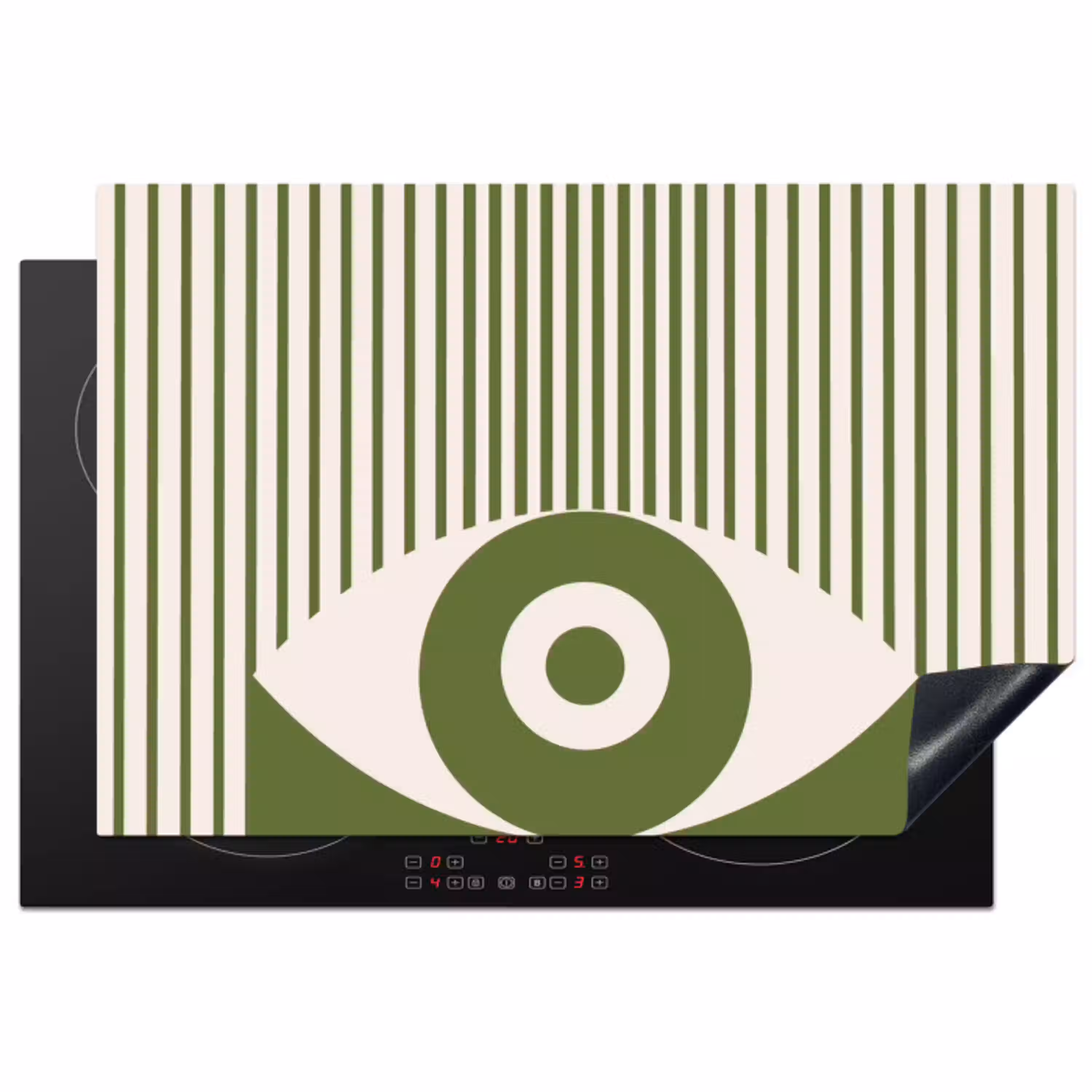 Abstract - Oog - Strepen - Modern - Groen Inductie beschermer vinyl 3mm klein -3d
