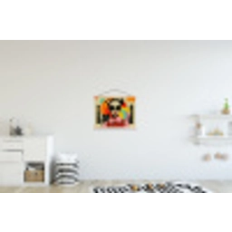 Meisje - Zonnebril - Kat - Retro textielposter latten blank klein -kinderkamer