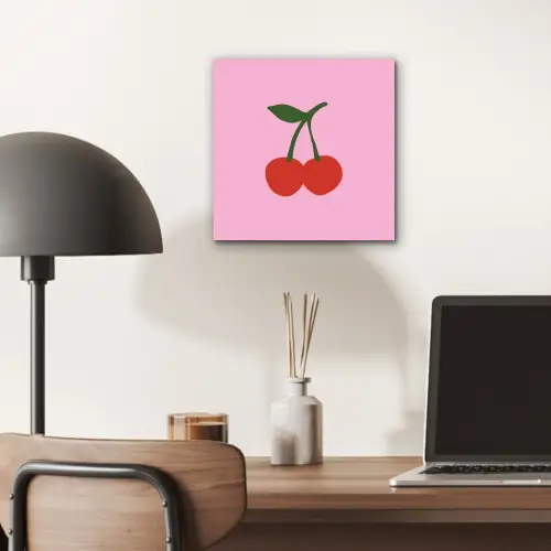 Kersen - Roze - Illustratie aluminium wit klein -sfeer5