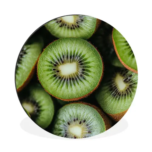 Kiwi - Fruit - Groen Wandcirkel aluminium klein -3d
