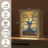 Boom - Levensboom - Blauw - Goud Light Box met kabel (Tafellamp) klein -USP_websiteoverzichtDE