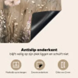 Bloemen - Roze - Modern - Beige Inductie beschermer vinyl 3mm middel -sfeer4