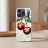 Kersen - Rood - Mozaïek - Blaadjes Telefoonhoesje iPhone 17 Pro klein -sfeer2