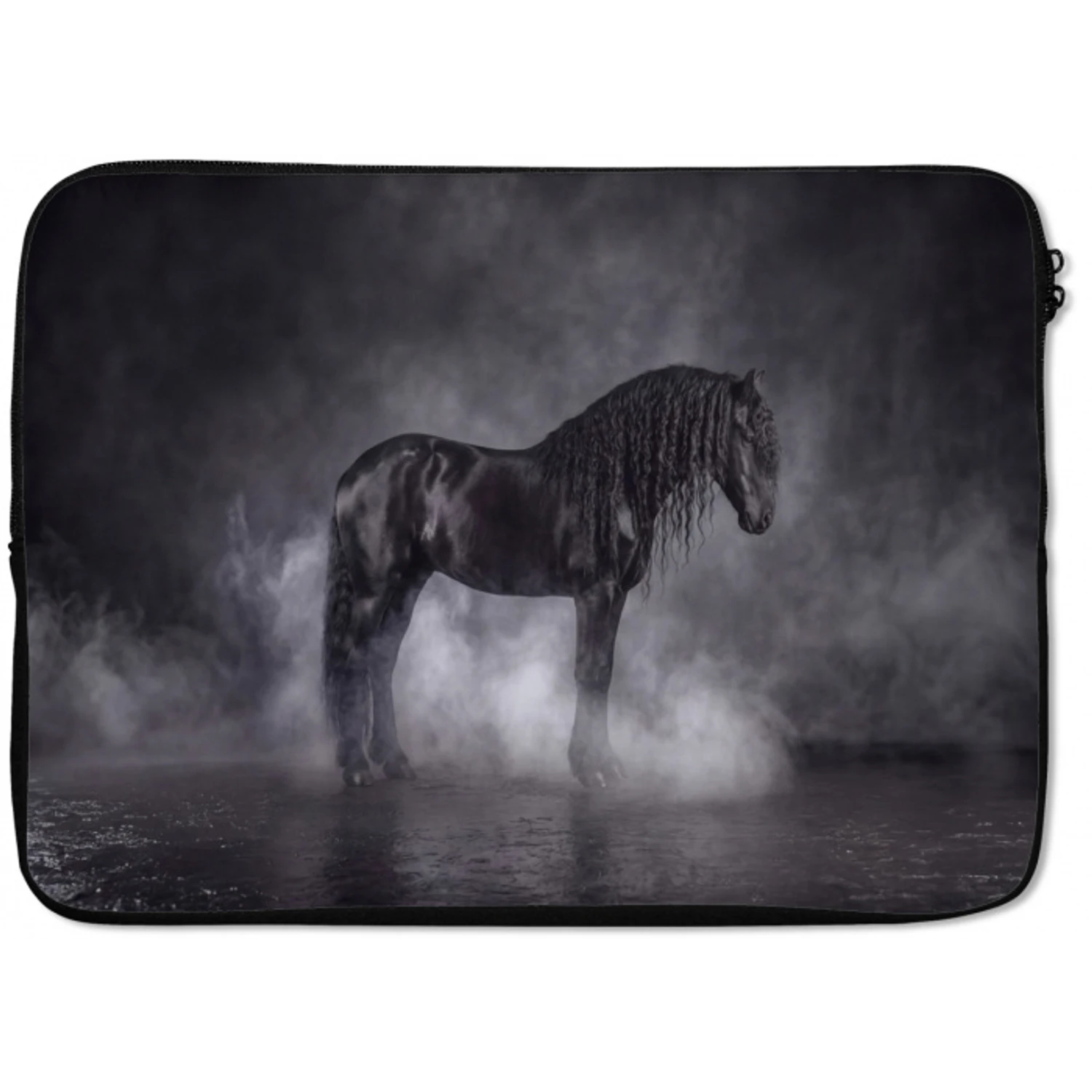 Paard - Magisch - Zwart laptophoes neopreen klein -zkaufland3dotto