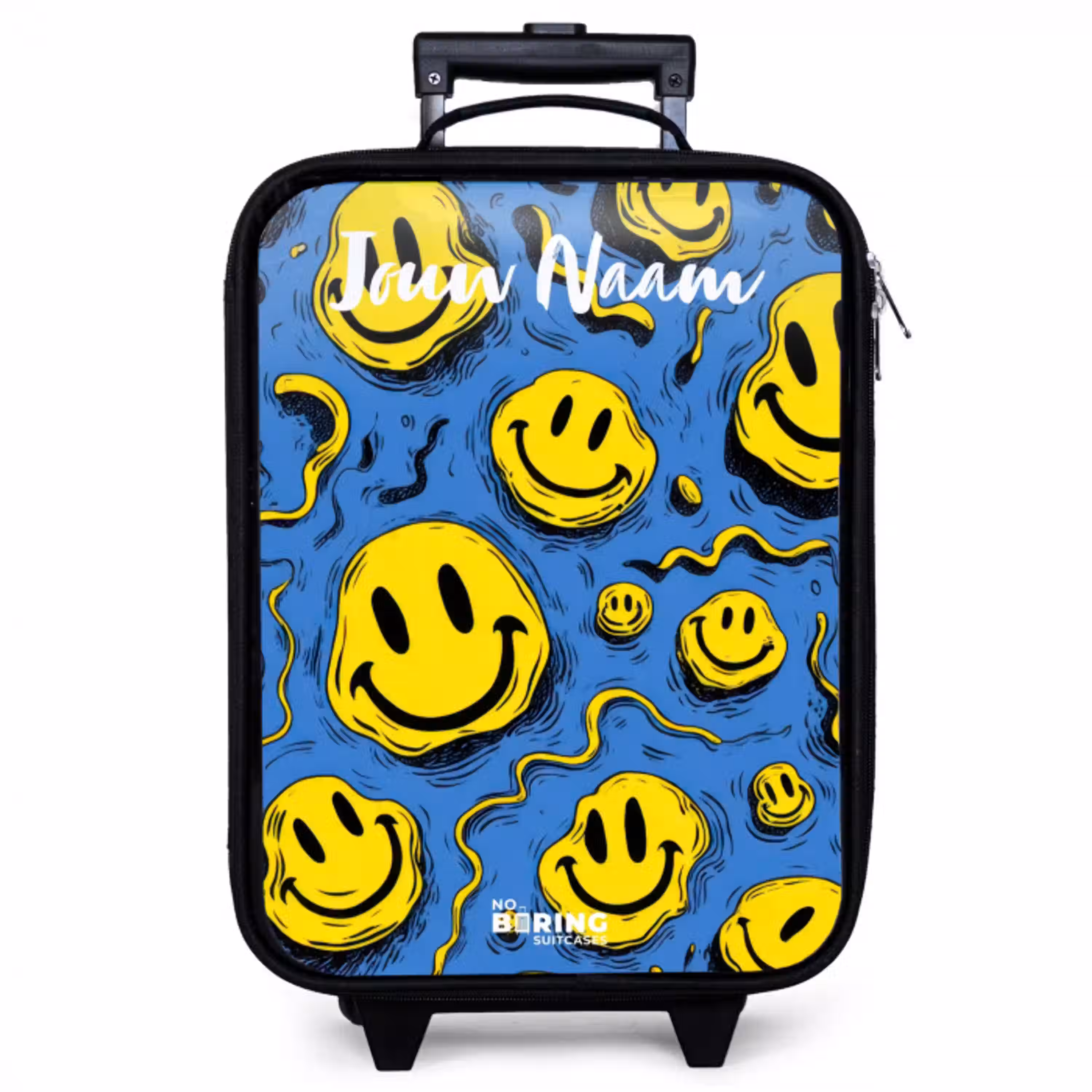 Smiley - Blauw - Geel Kinderkoffer - Zwart klein -zzz_website3d