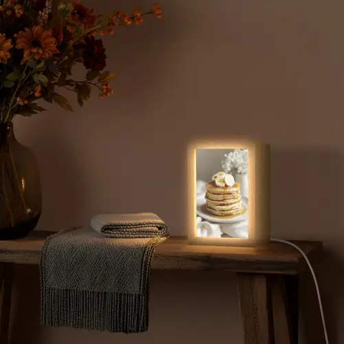 Pannenkoeken - Banaan - Siroop - Wit - Beige Light Box met kabel (Tafellamp) klein -sfeer4