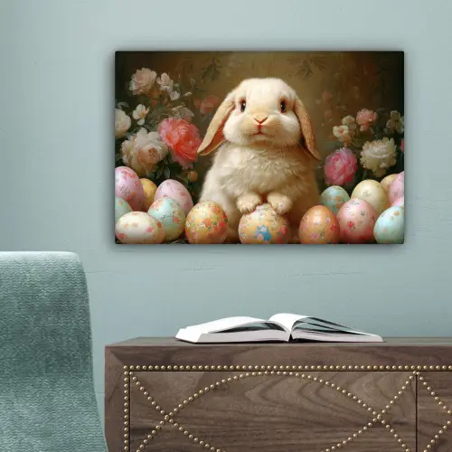 Konijn - Paaseieren - Stilleven canvas 2cm klein -sfeer4