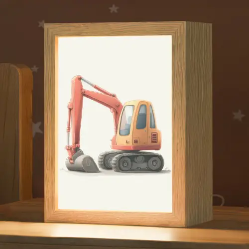 Graafmachine - Oranje - Illustratie - Minimalistisch Light Box met kabel (Kinderlampje) klein -zzz_3d_website