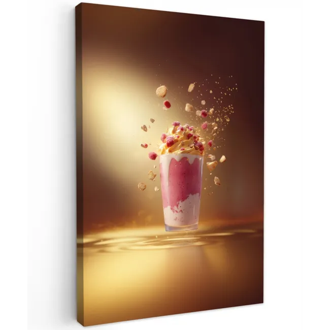 Framboos - Smoothie - Drinken - Roze Tuinposter op houten frame 2 cm dik klein -3d