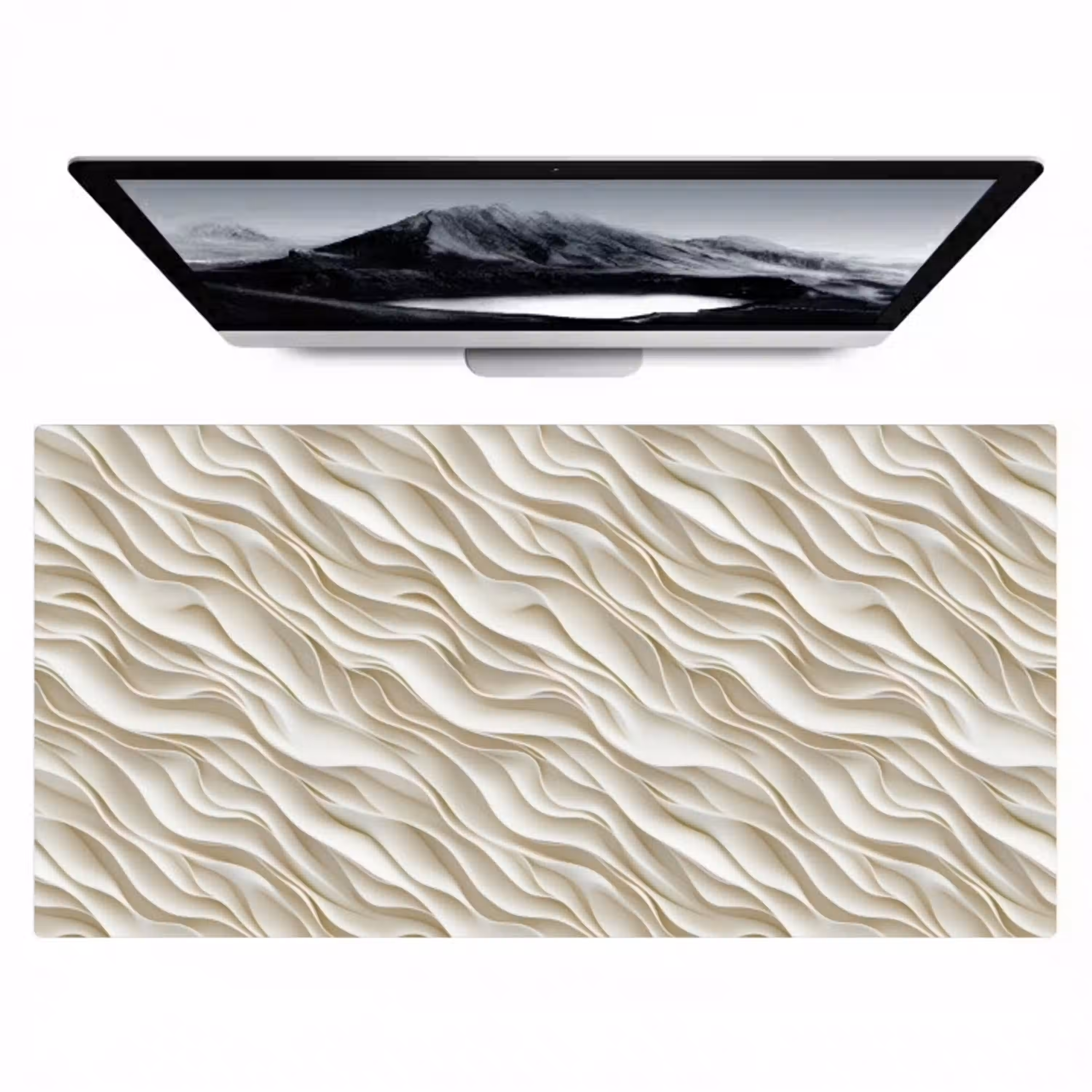 Golven - Wit - Minimalistisch Muismat XXL klein 681 -zzz3d