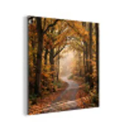 Bospad - Herfstbos - Bladeren - Oranje - Nostalgisch aluminium wit klein -3d