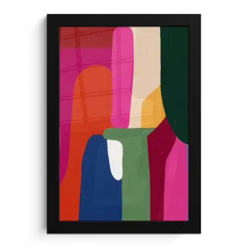 Kleurvakken - Recht - Rond - Abstract fotolijst zwart zonder passe partout klein -3d
