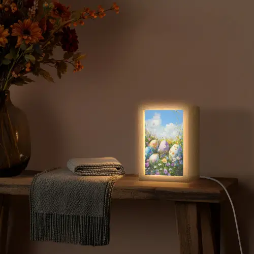 Grasveld - Eieren - Bloemen Light Box met kabel (Tafellamp) klein -sfeer4