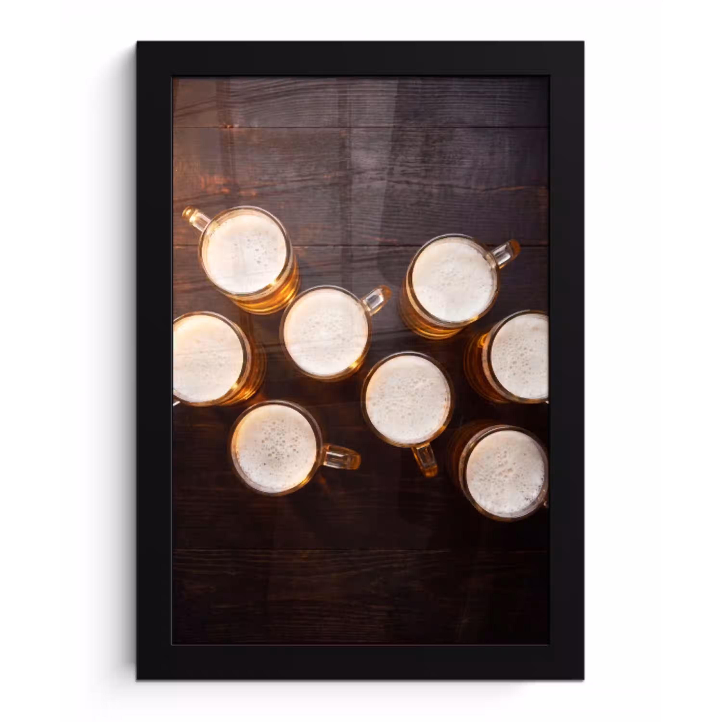 Bier - Glazen - Schuim - Hout - Drank fotolijst zwart zonder passe partout klein -3d