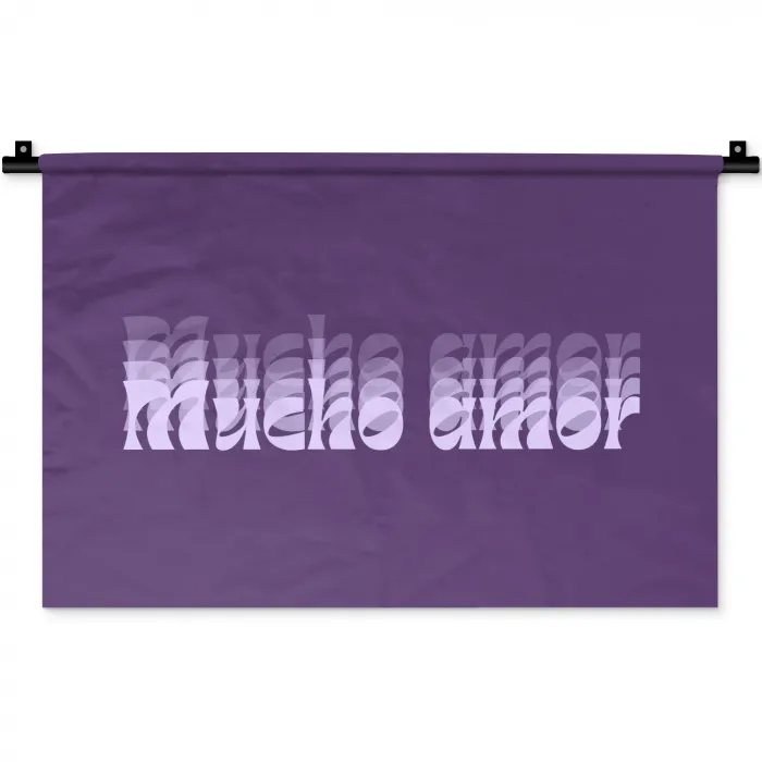 Mucho amor - Paars - Grafisch Wandkleed katoen klein -zz3d
