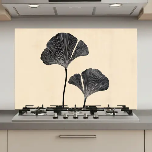 Bladeren - Minimalistisch - Zwart keuken achterwand spatscherm klein -3d_website