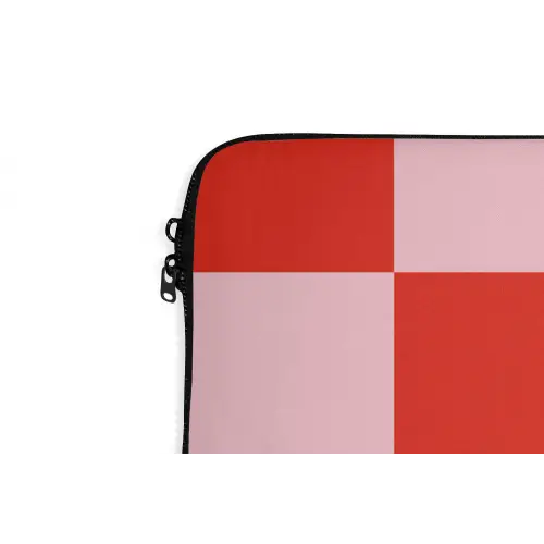 Schaakbord patroon - Rood - Roze - Blokjes laptophoes neopreen klein -detail