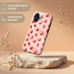 Aardbei - Patroon - Roze Toughcase MagSafe Apple iPhone 17 klein 1017 -USP_RandenV_NL