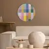 Blokken - Vierkant - Patroon - Gekleurd Akoestische PET Vilt - Rond klein -sfeer1