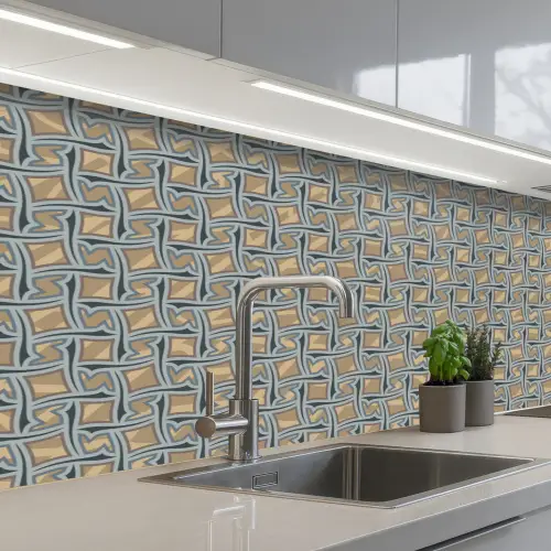 Bruin - Patronen - Geometrie keuken achterwand 2 middel 871 -3d_schuin