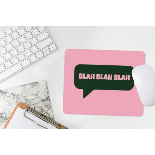 Roze - Tekstwolk - Groen - BLAH BLAH BLAH muismat rubber klein -witbureau